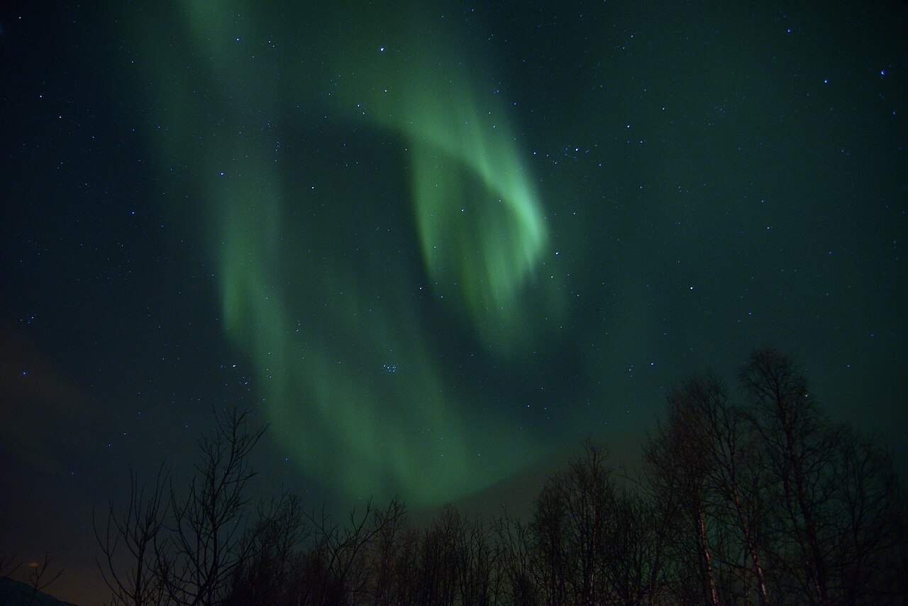 Aurora boreal na região de Tromsø, fotografada em fevereiro de 2014