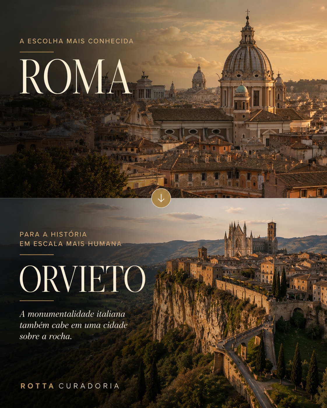 Comparação editorial entre Roma e Orvieto