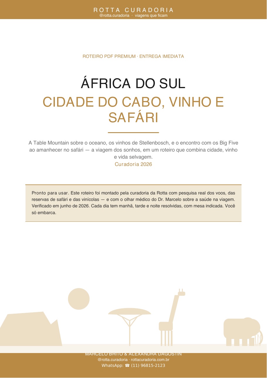 Capa do Roteiro PDF Premium de África do Sul