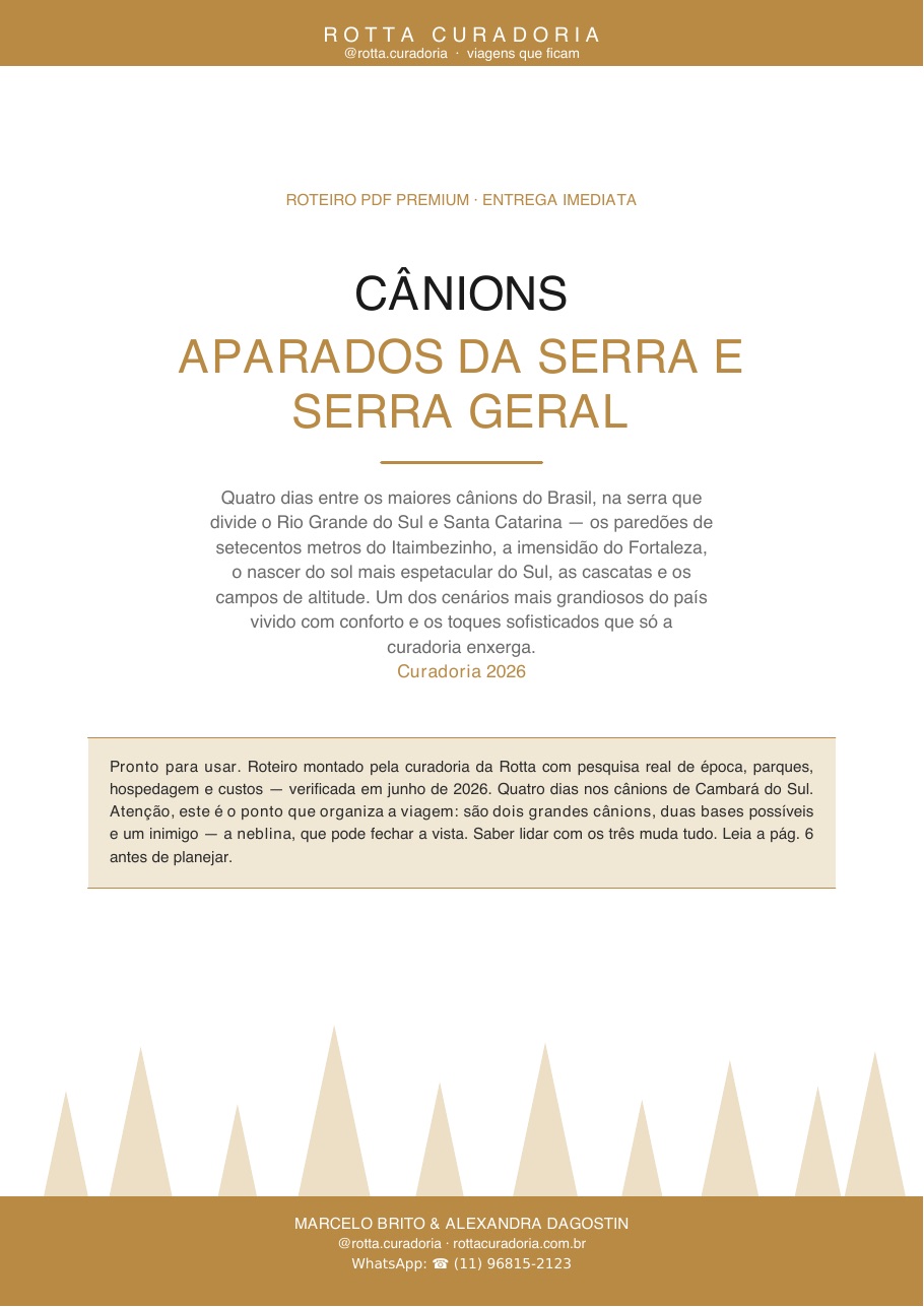 Capa do Roteiro PDF Premium de Cânions do Sul