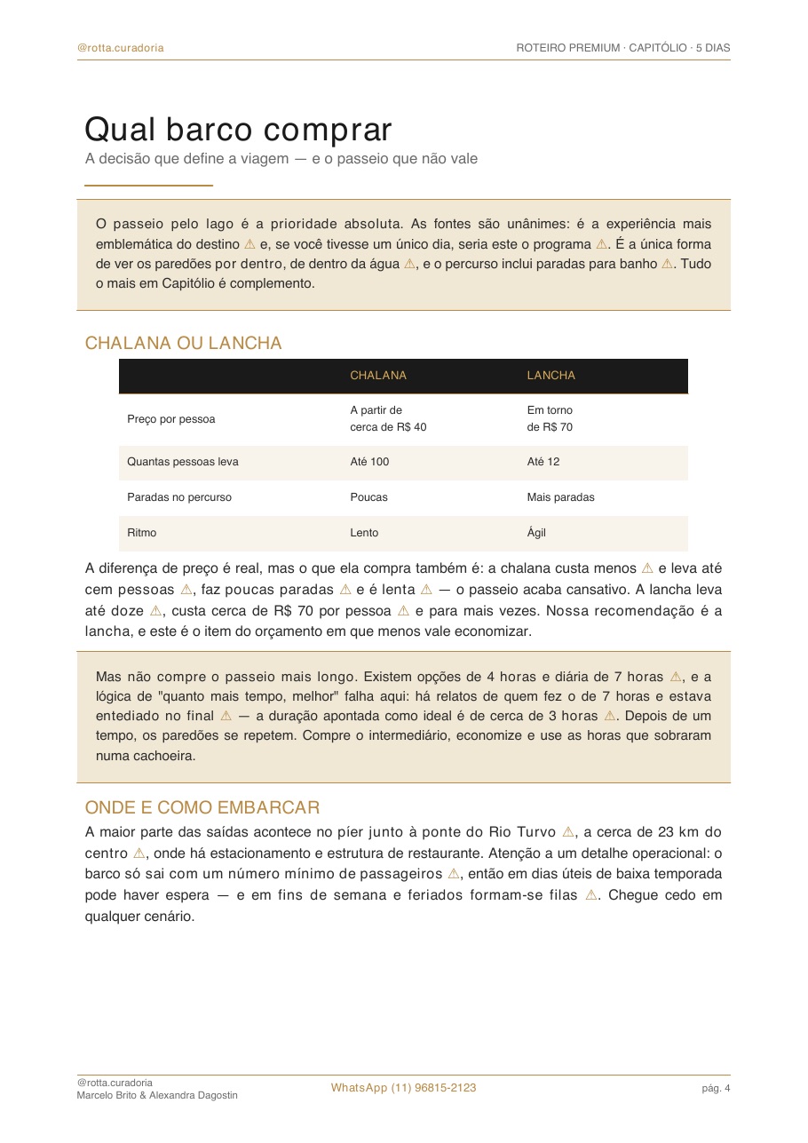 Página real do roteiro de Capitólio: Quando ir · época certa, sem achismo