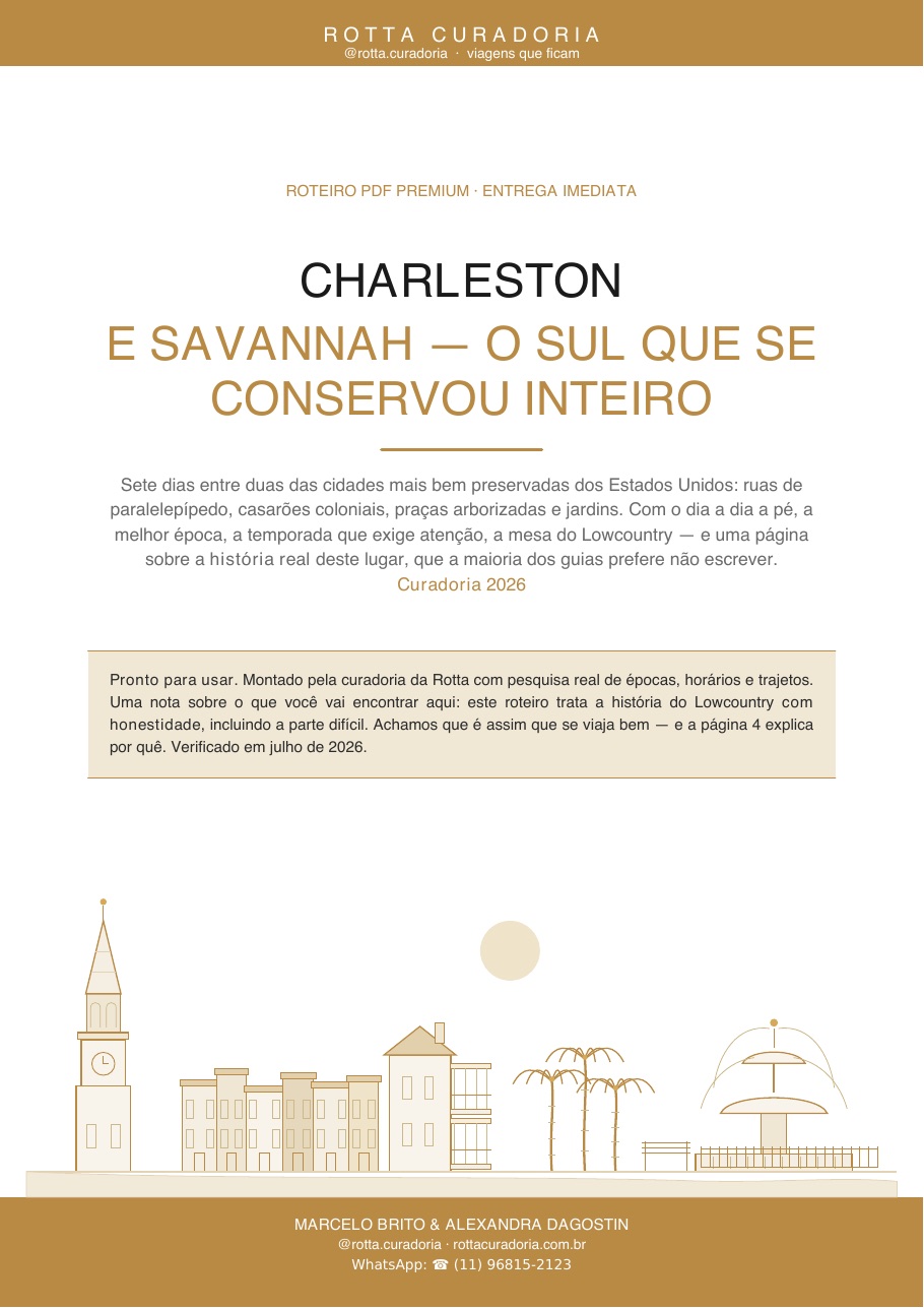 Capa do Roteiro PDF Premium de Charleston & Savannah