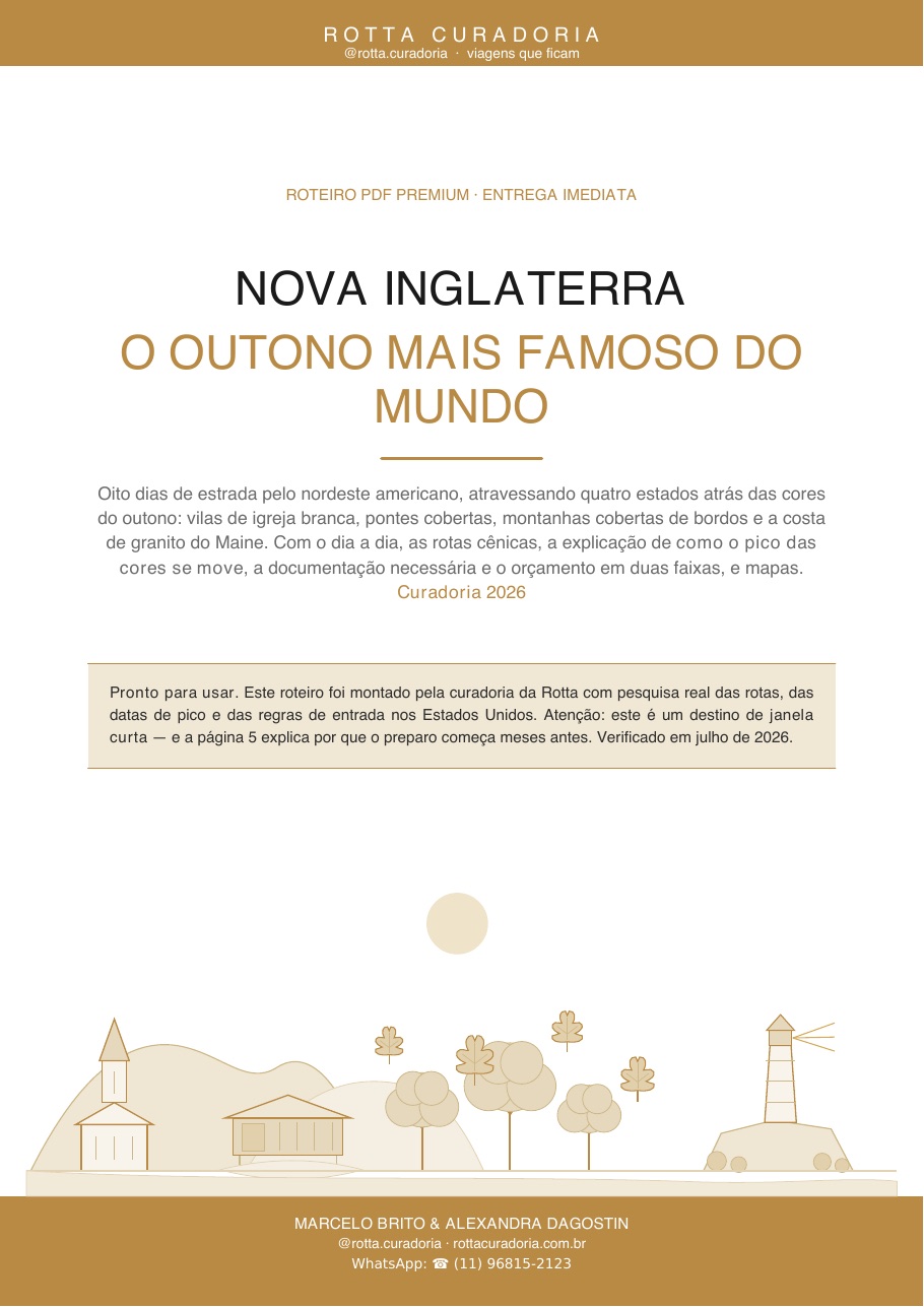 Capa do Roteiro PDF Premium de Nova Inglaterra