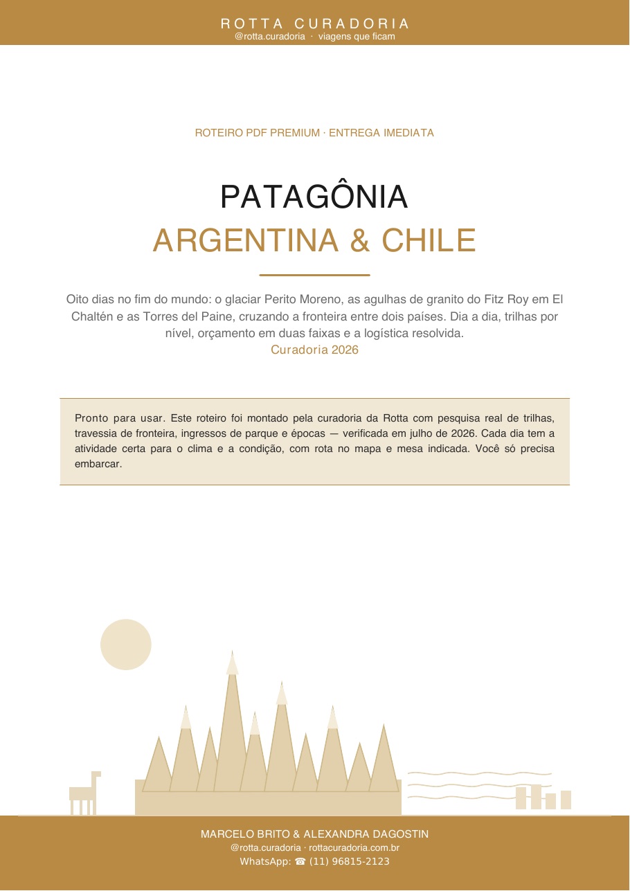 Capa do Roteiro PDF Premium de Patagônia