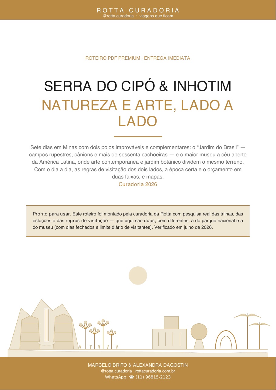 Capa do Roteiro PDF Premium de Serra do Cipó & Inhotim