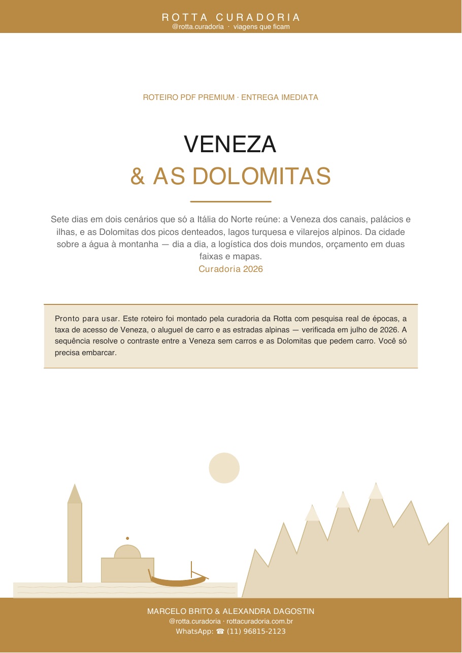 Capa do Roteiro PDF Premium de Veneza & Dolomitas