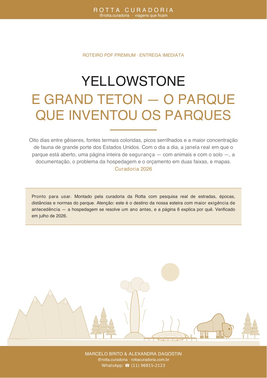 Capa do Roteiro PDF Premium de Yellowstone & Grand Teton