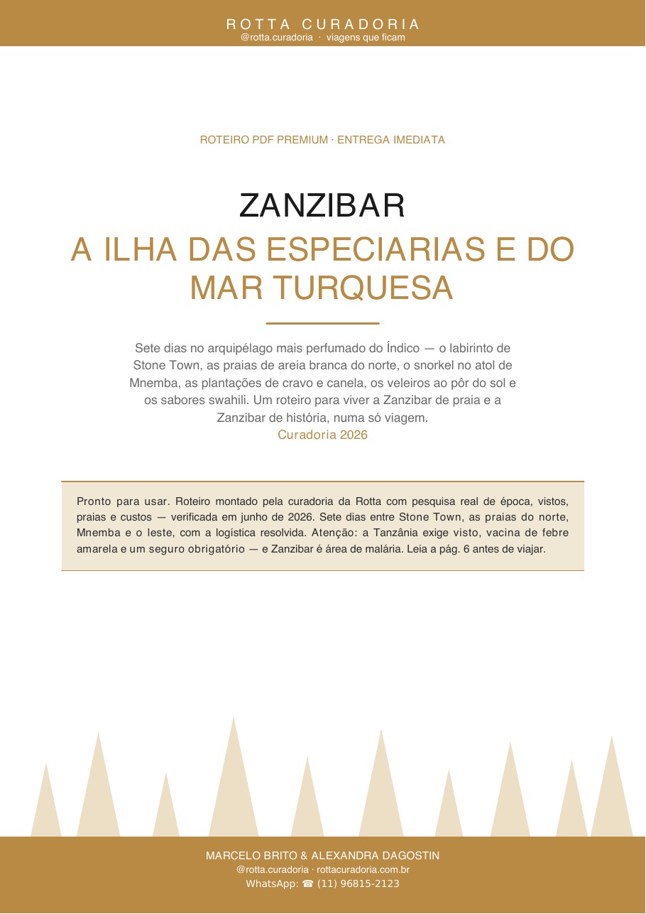 Capa do Roteiro PDF Premium de Zanzibar